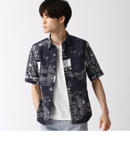 転写プリント半袖シャツ