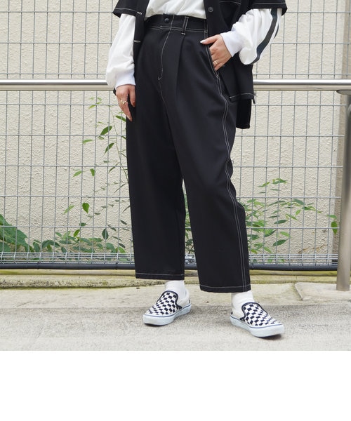 センソユニコ Sensounico 凡 サルエルパンツ ゆったり ブラック 配色ステッチイージーサルエルパンツ｜ニコルの通販｜&mall（アンド