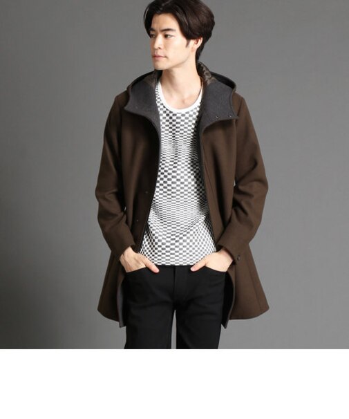 ウールライクフーテッドコート