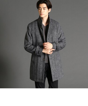 先染めヘリンボンウールコート