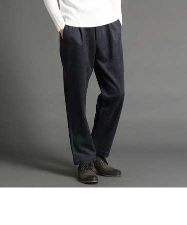 ヘリンボン柄スウェード起毛ワイドパンツ