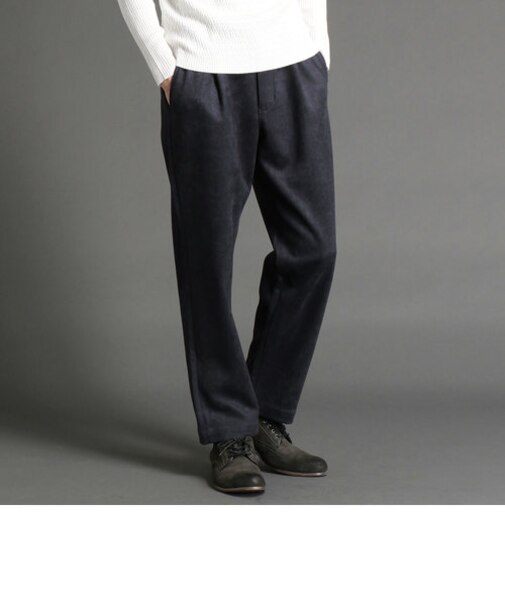 ヘリンボン柄スウェード起毛ワイドパンツ