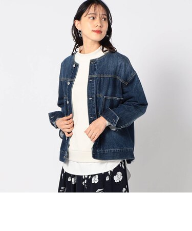 ノーカラー抜け感デニムジャケット
