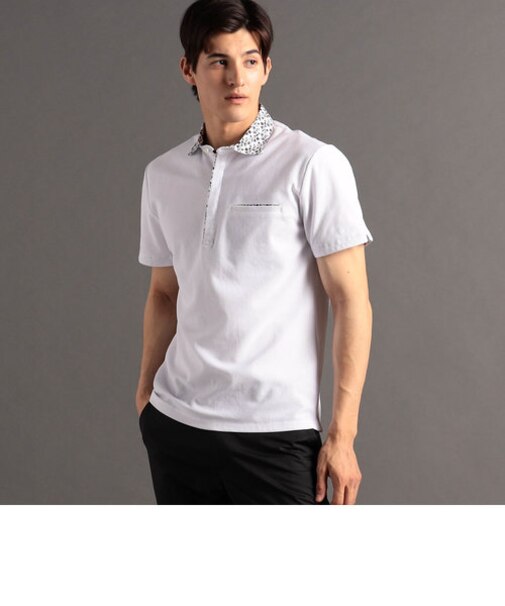 ハニカムジャージー フラワーシャツ襟 ポロシャツ