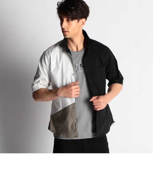 パネル切り替え半袖シャツ