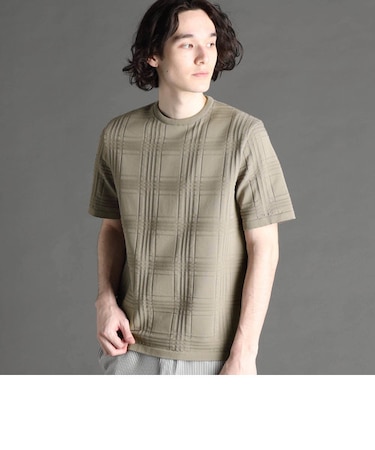 ECOPET シャドーチェック ニットTシャツ