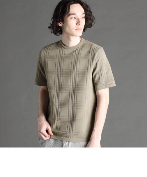 ECOPET シャドーチェック ニットTシャツ