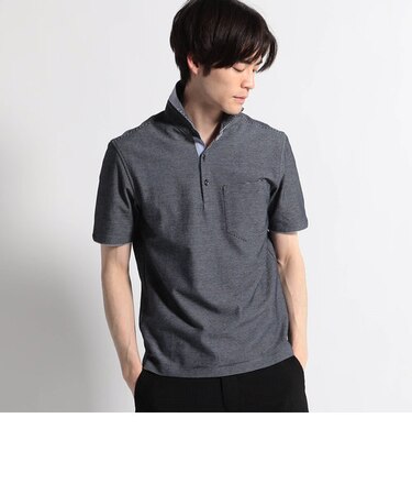 メランジハニカムボーダー半袖ポロシャツ