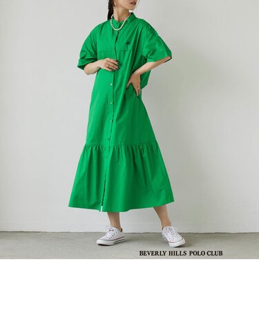 WEB限定【BEVERLY HILLS POLO CLUB】裾切り替えスタンドワンピース