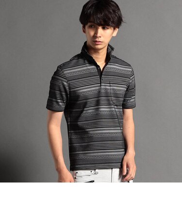 ジャカードボーダー半袖ポロシャツ