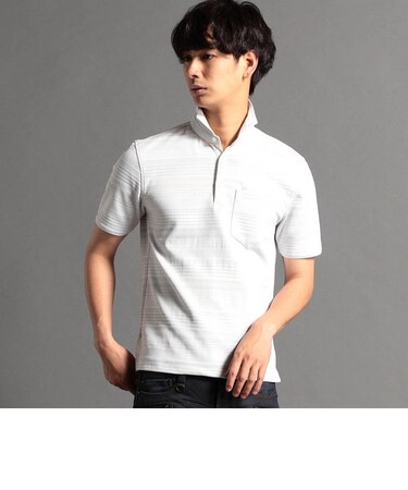 ジャカードボーダー半袖ポロシャツ