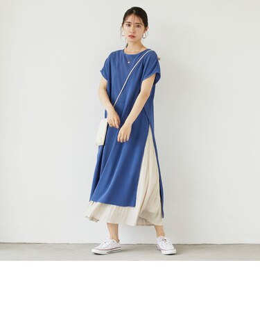 プリーツワンピース／無地４色／柄3色