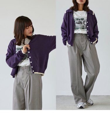 襟付きカーディガン