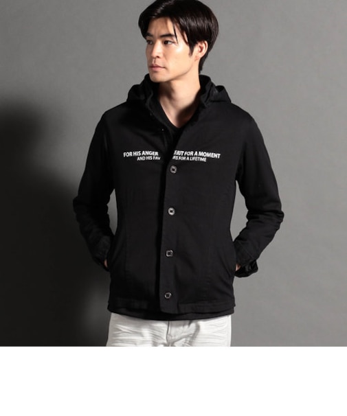 ロゴプリントストレッチツイル中綿ブルゾン