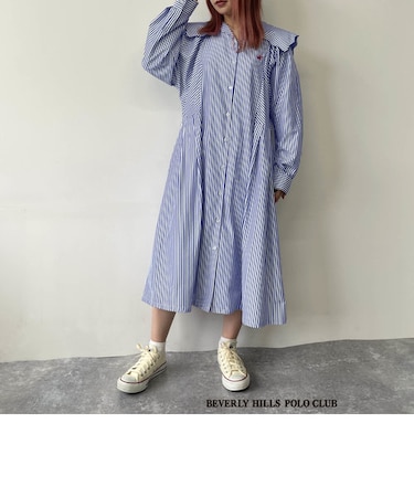 【BEVERLY HILLS POLO CLUB】スカラップBIGカラーワンピース