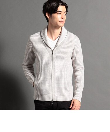 ショールカラ―ニットブルゾン