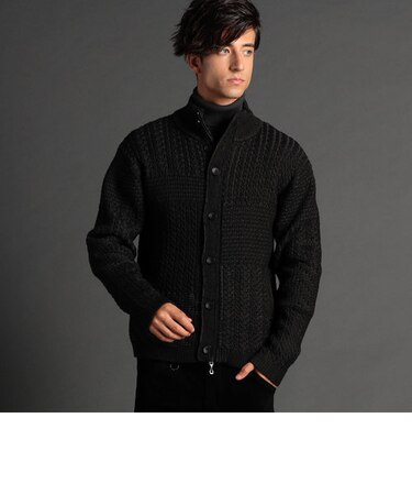 編地切替スタンドニットブルゾン