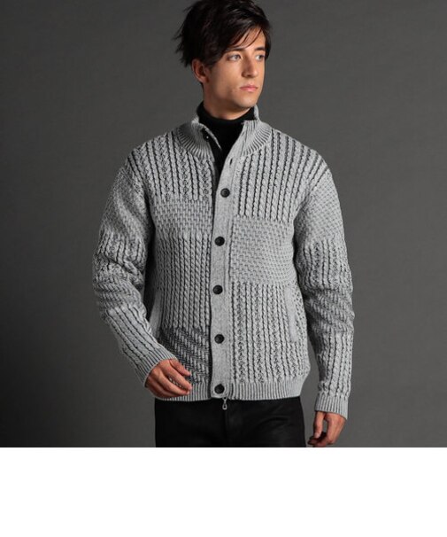 編地切替スタンドニットブルゾン