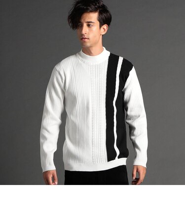 【22年モデル WEB限定再販売】編地切替モックネックニット