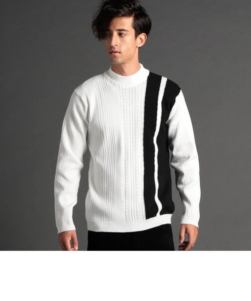 【22年モデル WEB限定再販売】編地切替モックネックニット