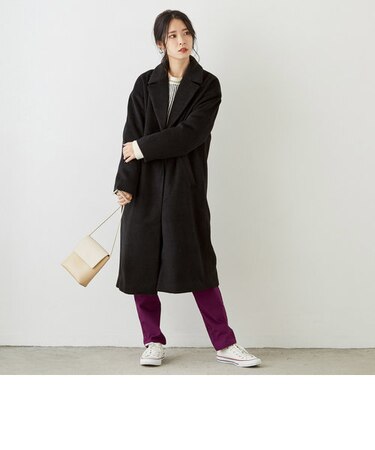 ダブルフェイス テーラードコート/ロング/モッサ風