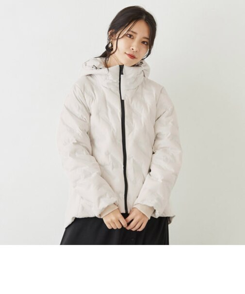 異素材使いダウンジャケット/ダンボール×タフタ