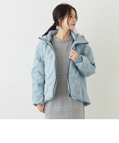 異素材使いダウンジャケット/ダンボール×タフタ