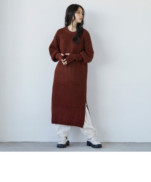 フィンガーホールニットワンピース