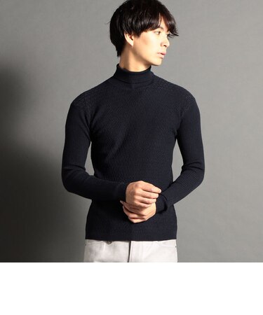 シェブロン柄オフタートルニット