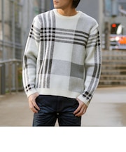 【22年モデル WEB限定再販売】ビッグチェッククルーネックニット