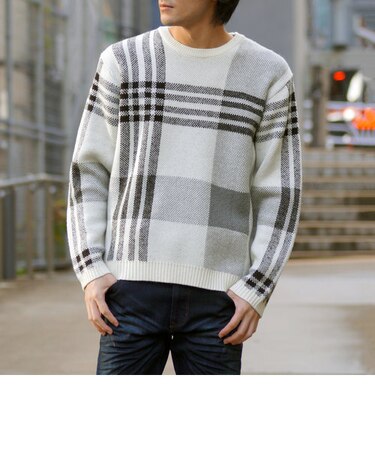 【22年モデル WEB限定再販売】ビッグチェッククルーネックニット