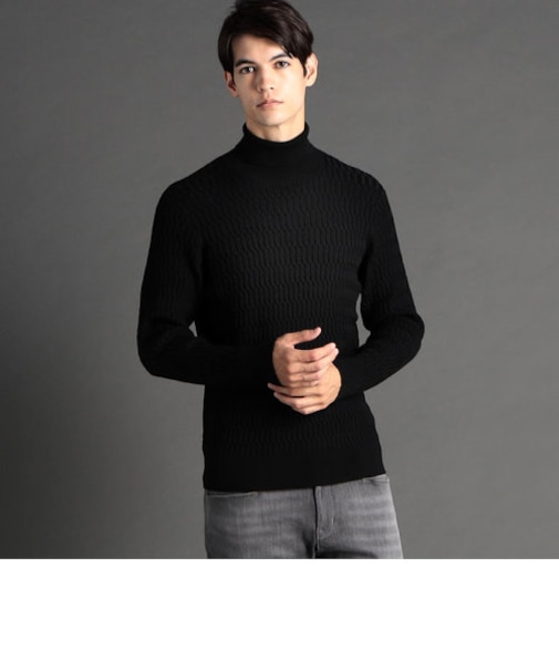 【ex/tra】ケーブル タートルネックニット