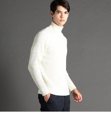 【ex/tra】ケーブル タートルネックニット