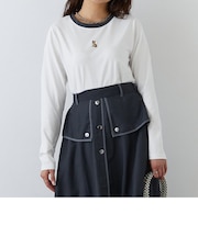 キツネ刺繍リンガーロンTEE