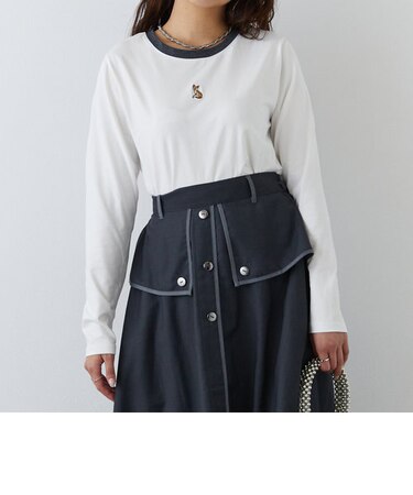 キツネ刺繍リンガーロンTEE