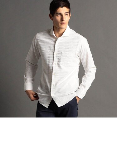 ヘリンボンジャカード ストレッチシャツ