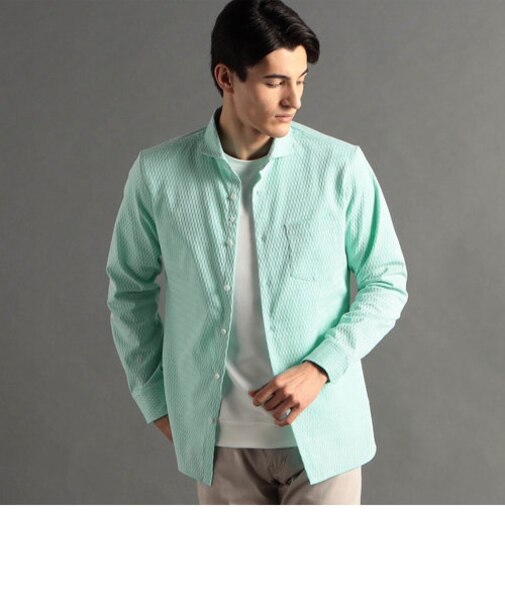 ヘリンボンジャカード ストレッチシャツ