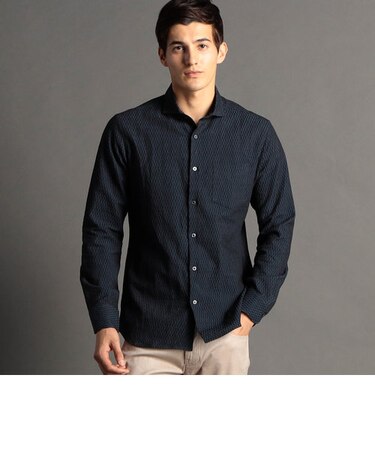 ヘリンボンジャカード ストレッチシャツ