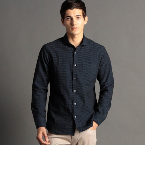 ヘリンボンジャカード ストレッチシャツ