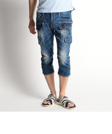 クロップドデニムカーゴパンツ