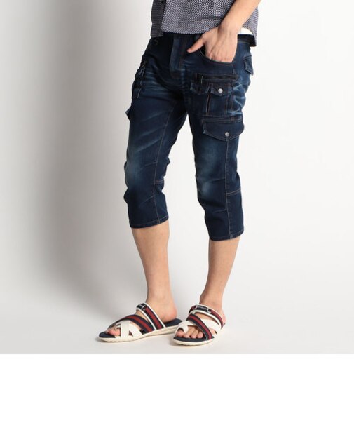 クロップドデニムカーゴパンツ