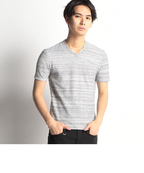 ハニカムジャガード半袖Ｖネックカットソー