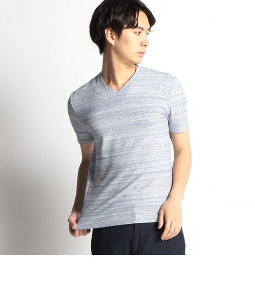 ハニカムジャガード半袖Ｖネックカットソー