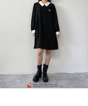 【TOM and JERRY】ワンポイント刺繍リボンタイワンピース