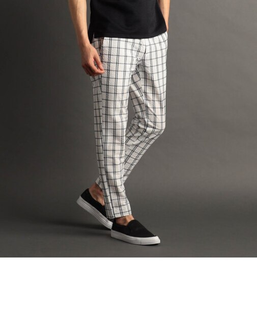 ウィンドウペン プリントサッカー トラックパンツ