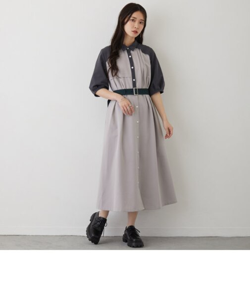 バイカラーショートスリーブワンピース