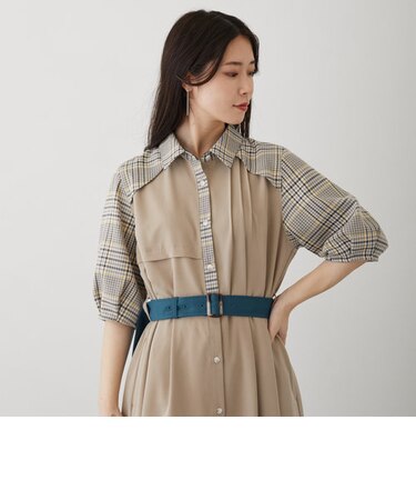 バイカラーショートスリーブワンピース