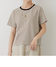キツネ刺繍リンガーTシャツ