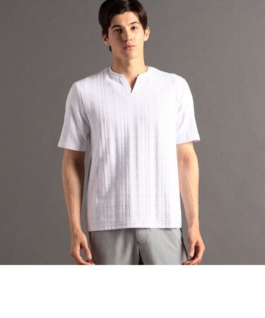 シャドーチェック キーネックTシャツ