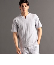 シャドーチェック キーネックTシャツ